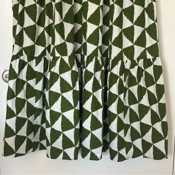 Anthropologie Green and White Geometric Long Sleeve Dress Size 2x - Picture 8 of 16